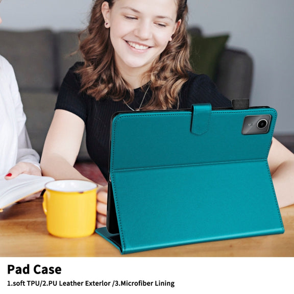 For Lenovo Tab M11 / Xiaoxin Pad 11 2024 Rhombus Lattice Leather Tablet Case(Dark Green)