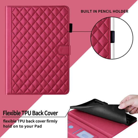 For Lenovo Xiaoxin Pad Pro 12.7 2023 Rhombus Lattice Leather Tablet Case(Red)