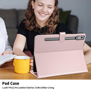 For Lenovo Xiaoxin Pad Pro 12.7 2023 Rhombus Lattice Leather Tablet Case(Rose Gold)