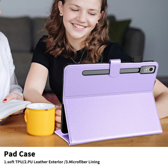 For Lenovo Xiaoxin Pad Pro 12.7 2023 Rhombus Lattice Leather Tablet Case(Purple)