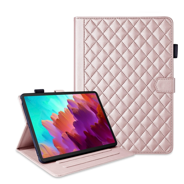 For Lenovo Xiaoxin Pad Pro 11.5 2023 Rhombus Lattice Leather Tablet Case(Rose Gold) - Lenovo by PMC TechLife | Online Shopping South Africa | PMC TechLife | Buy Now Pay Later Mobicred