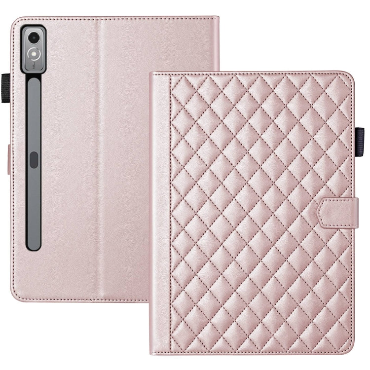 For Lenovo Xiaoxin Pad Pro 11.5 2023 Rhombus Lattice Leather Tablet Case(Rose Gold) - Lenovo by PMC TechLife | Online Shopping South Africa | PMC TechLife | Buy Now Pay Later Mobicred