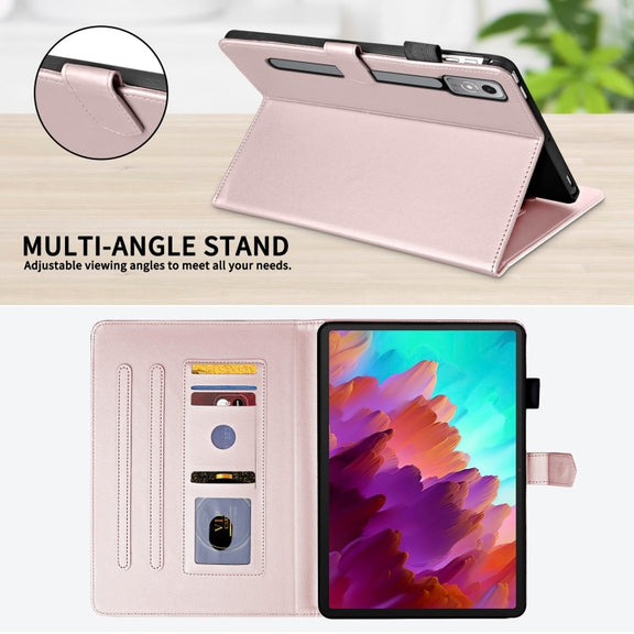For Lenovo Xiaoxin Pad Pro 11.5 2023 Rhombus Lattice Leather Tablet Case(Rose Gold)