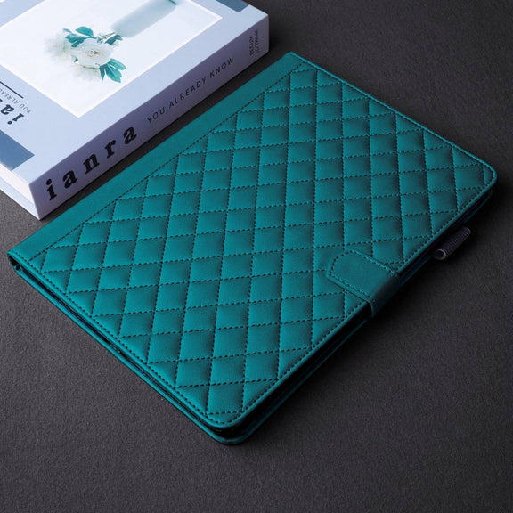 For Lenovo Xiaoxin Pad Pro 11.5 2023 Rhombus Lattice Leather Tablet Case(Dark Green)