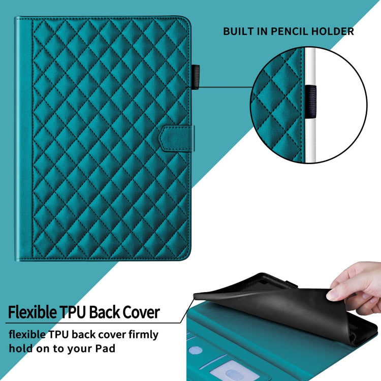 For Lenovo Xiaoxin Pad Pro 11.5 2023 Rhombus Lattice Leather Tablet Case(Dark Green)