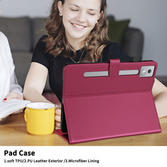 For Lenovo Xiaoxin Pad Pro 12.7 2025 Rhombus Lattice Leather Tablet Case(Red)