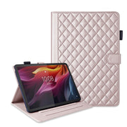 For Lenovo Xiaoxin Pad Pro 12.7 2025 Rhombus Lattice Leather Tablet Case(Rose Gold)