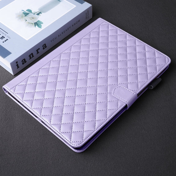 For Lenovo Xiaoxin Pad Pro 12.7 2025 Rhombus Lattice Leather Tablet Case(Purple)