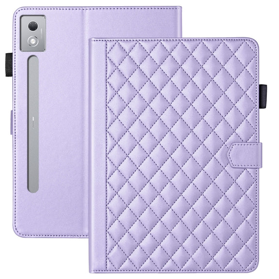 For Lenovo Xiaoxin Pad Pro 12.7 2025 Rhombus Lattice Leather Tablet Case(Purple)