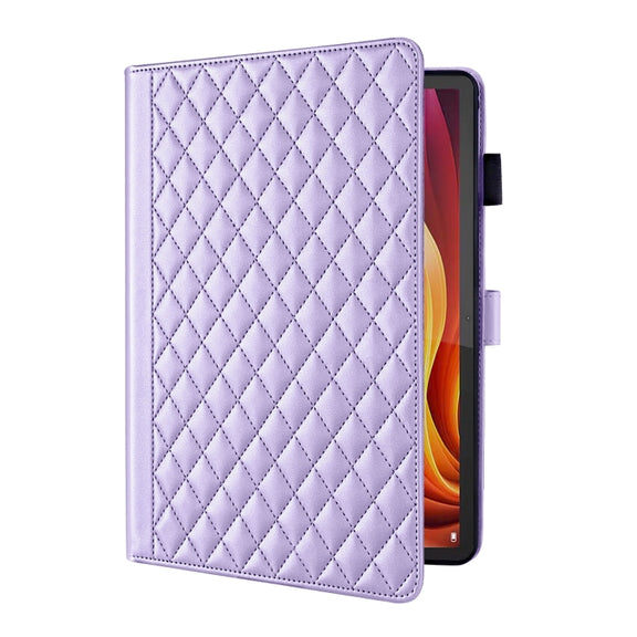 For Lenovo Xiaoxin Pad Pro 12.7 2025 Rhombus Lattice Leather Tablet Case(Purple)