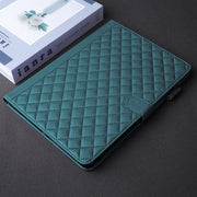 For Lenovo Xiaoxin Pad Pro 12.7 2025 Rhombus Lattice Leather Tablet Case(Dark Green)