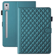 For Lenovo Xiaoxin Pad Pro 12.7 2025 Rhombus Lattice Leather Tablet Case(Dark Green)