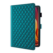 For Lenovo Xiaoxin Pad Pro 12.7 2025 Rhombus Lattice Leather Tablet Case(Dark Green)