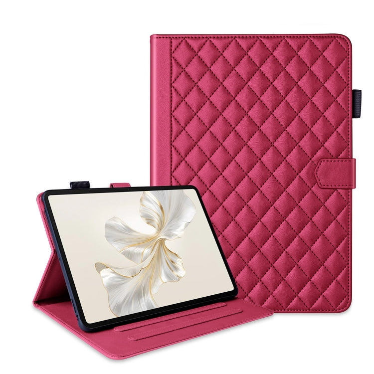 For Honor Pad 9 Rhombus Lattice Leather Tablet Case(Red) - Honor by PMC TechLife | Online Shopping South Africa | PMC TechLife | Buy Now Pay Later Mobicred