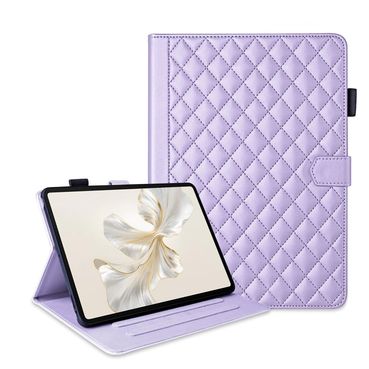 For Honor Pad 9 Rhombus Lattice Leather Tablet Case(Purple) - Honor by PMC TechLife | Online Shopping South Africa | PMC TechLife | Buy Now Pay Later Mobicred
