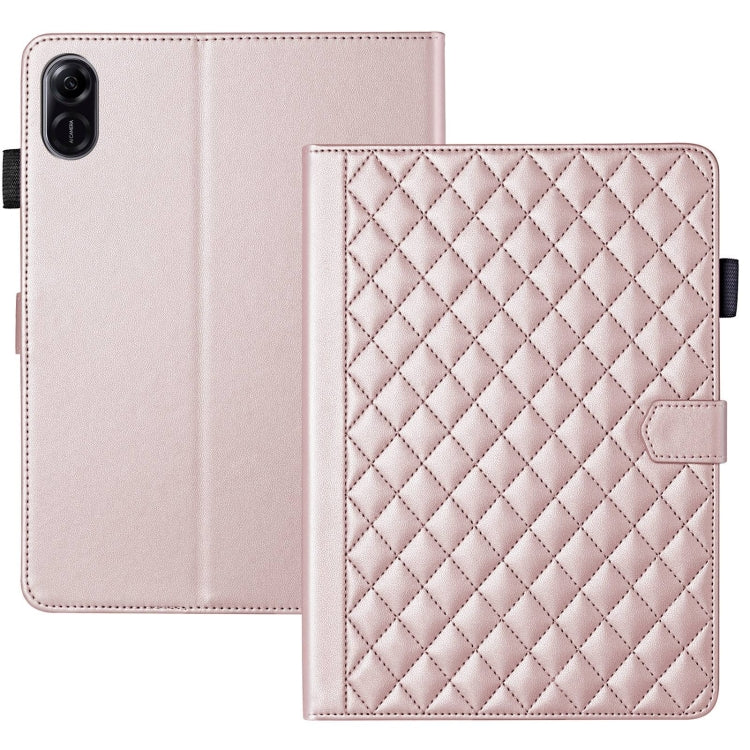 For Honor Pad X9 / X8 Pro Rhombus Lattice Leather Tablet Case(Rose Gold) - Honor by PMC TechLife | Online Shopping South Africa | PMC TechLife | Buy Now Pay Later Mobicred