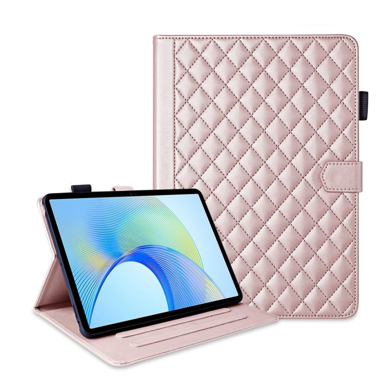 For Honor Pad X9 / X8 Pro Rhombus Lattice Leather Tablet Case(Rose Gold) - Honor by PMC TechLife | Online Shopping South Africa | PMC TechLife | Buy Now Pay Later Mobicred