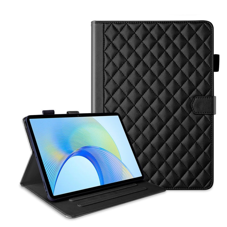 For Honor Pad X9 / X8 Pro Rhombus Lattice Leather Tablet Case(Black) - Honor by PMC TechLife | Online Shopping South Africa | PMC TechLife | Buy Now Pay Later Mobicred