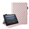 For Amazon Kindle Fire HD10 2023 Rhombus Lattice Leather Tablet Case(Rose Gold) - Amazon by PMC TechLife | Online Shopping South Africa | PMC TechLife | Buy Now Pay Later Mobicred