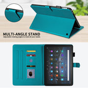 For Amazon Kindle Fire HD10 2023 Rhombus Lattice Leather Tablet Case(Dark Green)