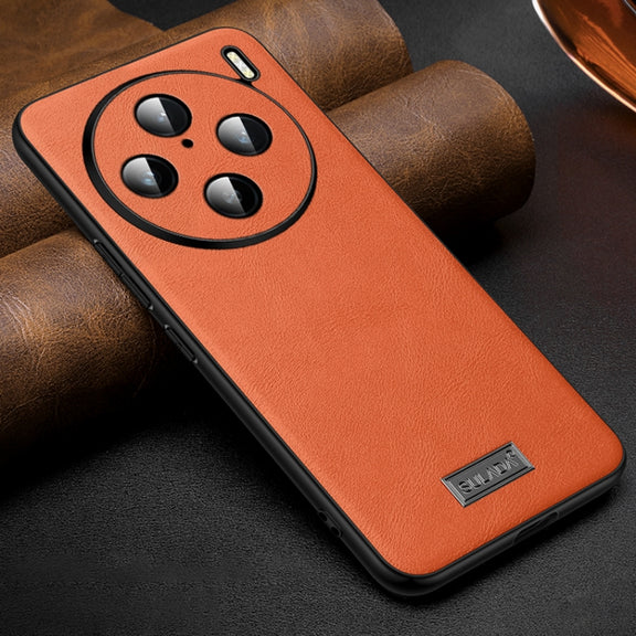 For vivo X100s Pro / X100 Pro SULADA Shockproof TPU + Handmade Leather Phone Case(Orange)
