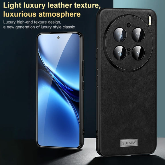 For vivo X100 Ultra SULADA Shockproof TPU + Handmade Leather Phone Case(Black)