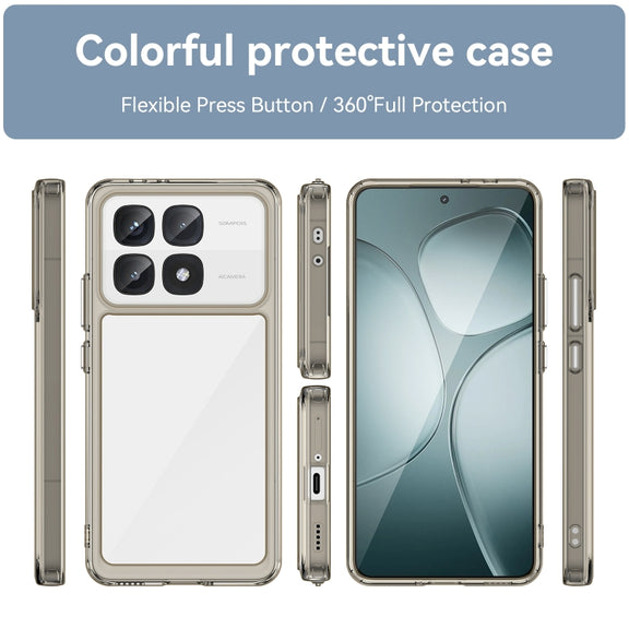 For Redmi K70 Ultra Colorful Series Acrylic Hybrid TPU Phone Case(Transparent Grey)