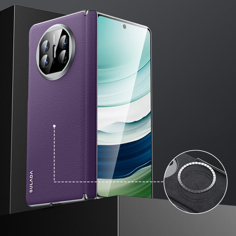 For Huawei Mate X5 SULADA Frameless Top Layer Cowhide Leather + PC Phone Case(Purple) - free shipping - PMC Jewellery - Order now!