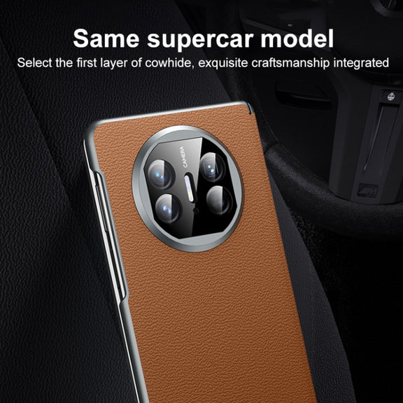 For Huawei Mate X5 SULADA Frameless Top Layer Cowhide Leather + PC Phone Case(Blue)