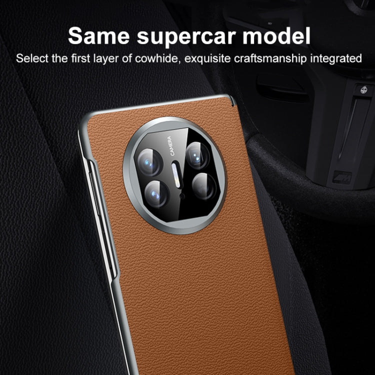 For Huawei Mate X5 SULADA Frameless Top Layer Cowhide Leather + PC Phone Case(Purple)