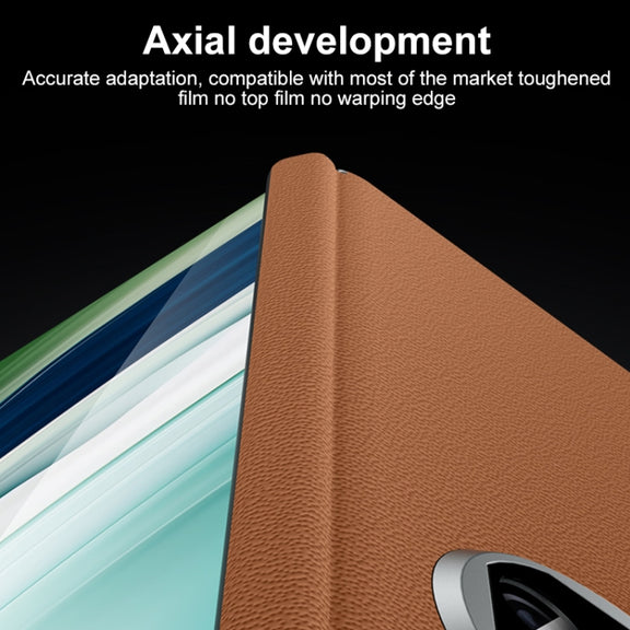 For Huawei Mate X5 SULADA Frameless Top Layer Cowhide Leather + PC Phone Case(Brown)