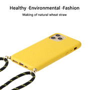 For iPhone 16 Plus Wheat Straw Material + TPU Phone Case with Lanyard(Blue)