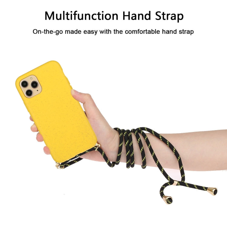 For iPhone 16 Plus Wheat Straw Material + TPU Phone Case with Lanyard(Blue)