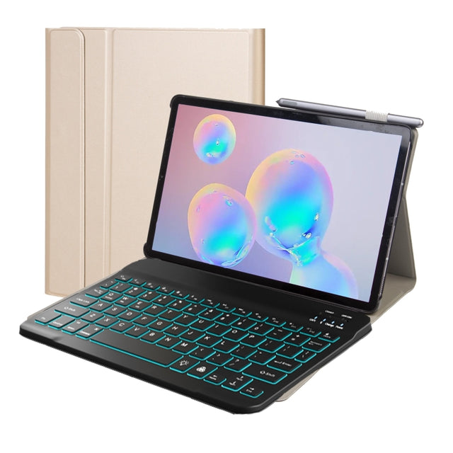 ST500 For Samsung Galaxy Tab A7 T500/T505 10.4 inch 2020 Ultra-thin Detachable Bluetooth Keyboard Leather Tablet Case with Stand & Sleep Function & Backlight(Gold)