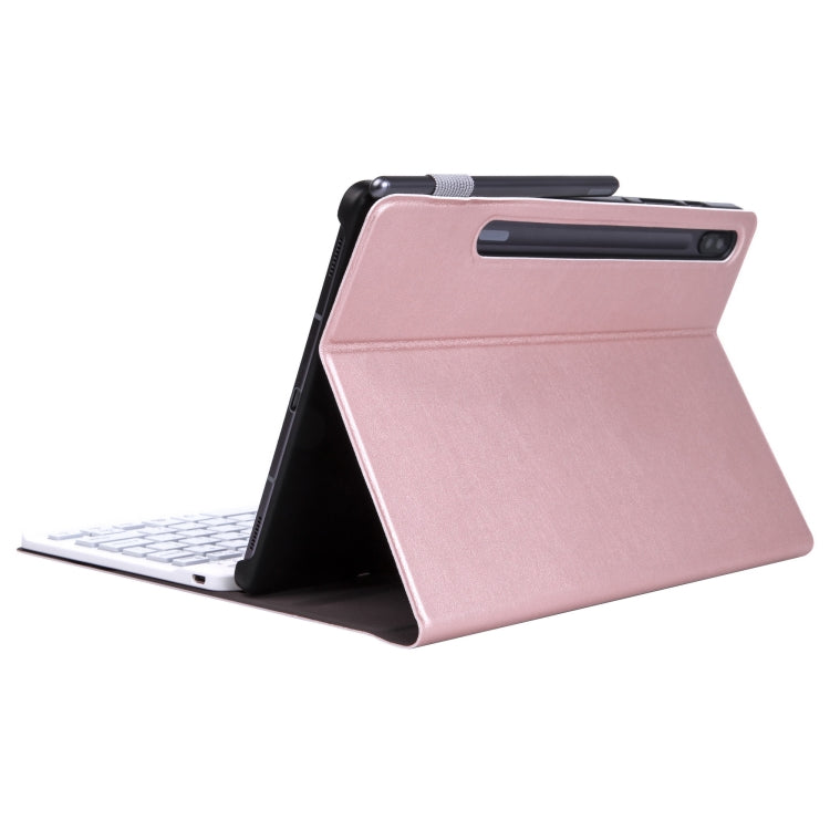 ST870S For Samsung Galaxy Tab S7 T870/T875 11 inch 2020 Ultra-thin Detachable Bluetooth Keyboard Leather Tablet Case with Stand & Sleep Function & Backlight(Rose Gold)