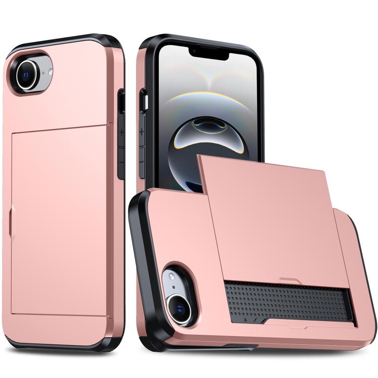 For iPhone 16e Shockproof Armor Phone Case with Card Slot(Rose Gold) - free shipping - PMC TechLife - Order now!