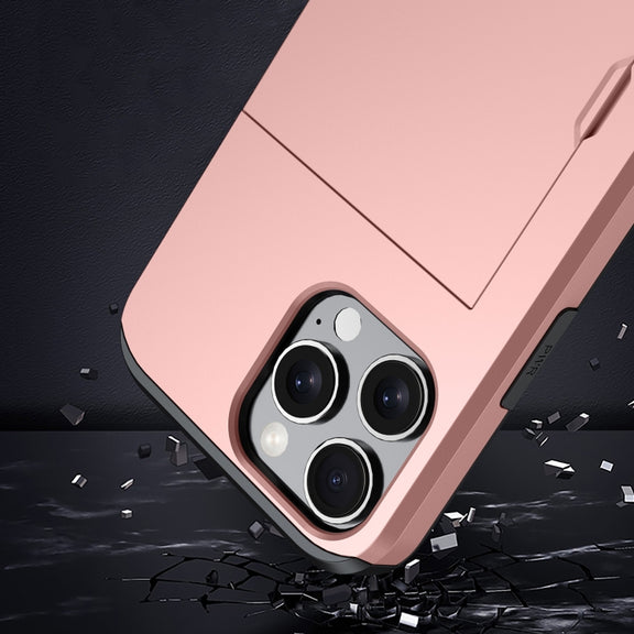 For iPhone 16 Plus Shockproof Armor Phone Case with Card Slot(Gold)