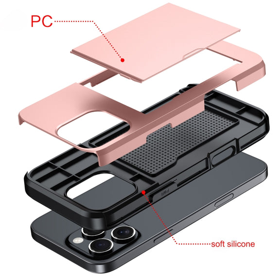For iPhone 16 Plus Shockproof Armor Phone Case with Card Slot(Silver)