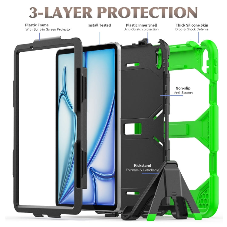 For iPad Air 11 2025 / 2024 Colorful Silicone Heavy Duty Hybrid PC Tablet Case(Green) - iPad Air 11 2025 / 2024 Cases by PMC TechLife | Online Shopping South Africa | PMC TechLife | Buy Now Pay Later Mobicred