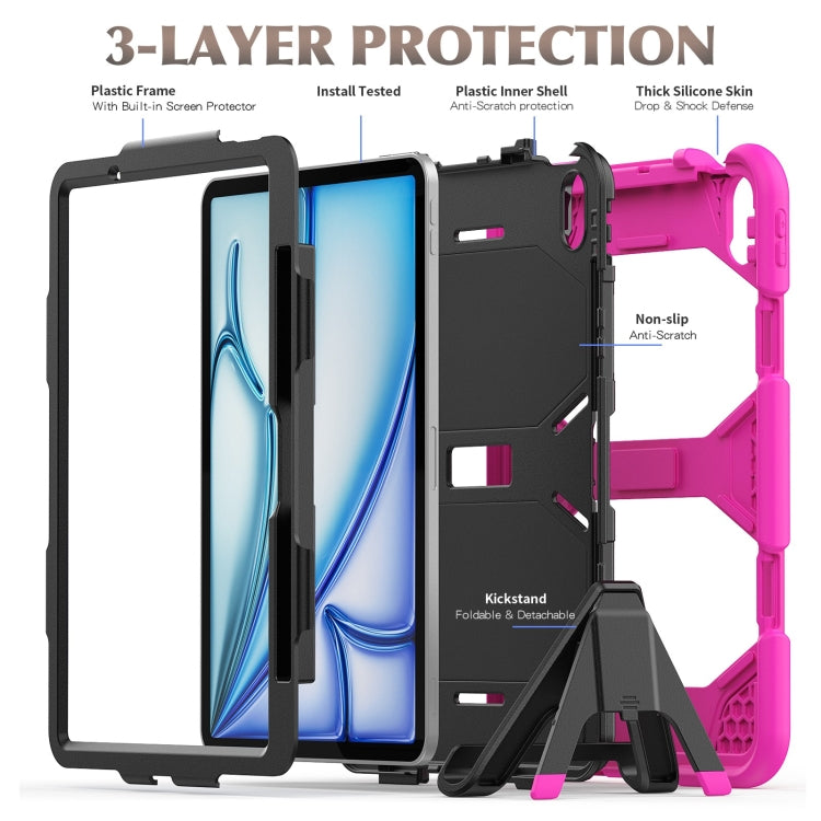 For iPad Air 11 2025 / 2024 Colorful Silicone Heavy Duty Hybrid PC Tablet Case(Rose Red) - iPad Air 11 2025 / 2024 Cases by PMC TechLife | Online Shopping South Africa | PMC TechLife | Buy Now Pay Later Mobicred