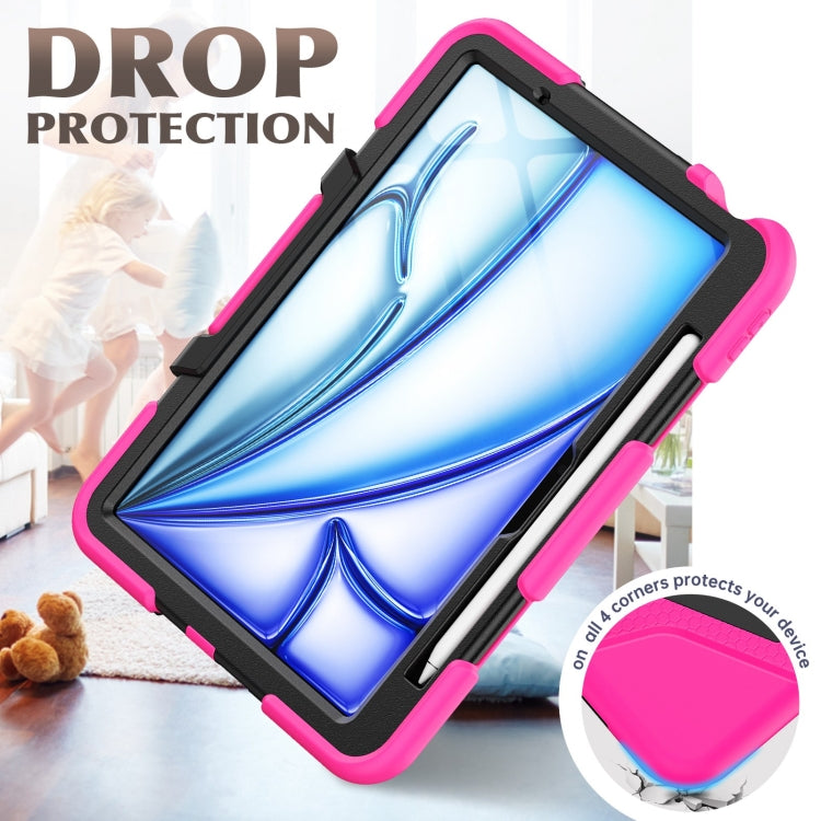 For iPad Air 11 2025 / 2024 Colorful Silicone Heavy Duty Hybrid PC Tablet Case(Rose Red)