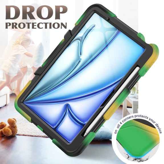 For iPad Air 11 2025 / 2024 Colorful Silicone Heavy Duty Hybrid PC Tablet Case(Camouflage)