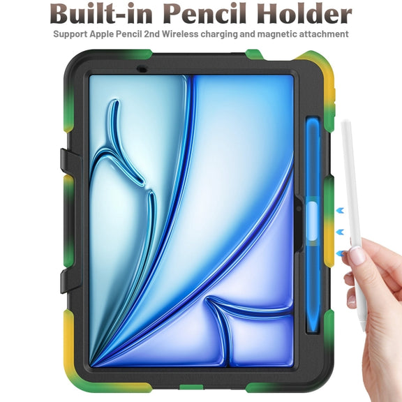 For iPad Air 11 2025 / 2024 Colorful Silicone Heavy Duty Hybrid PC Tablet Case(Camouflage)