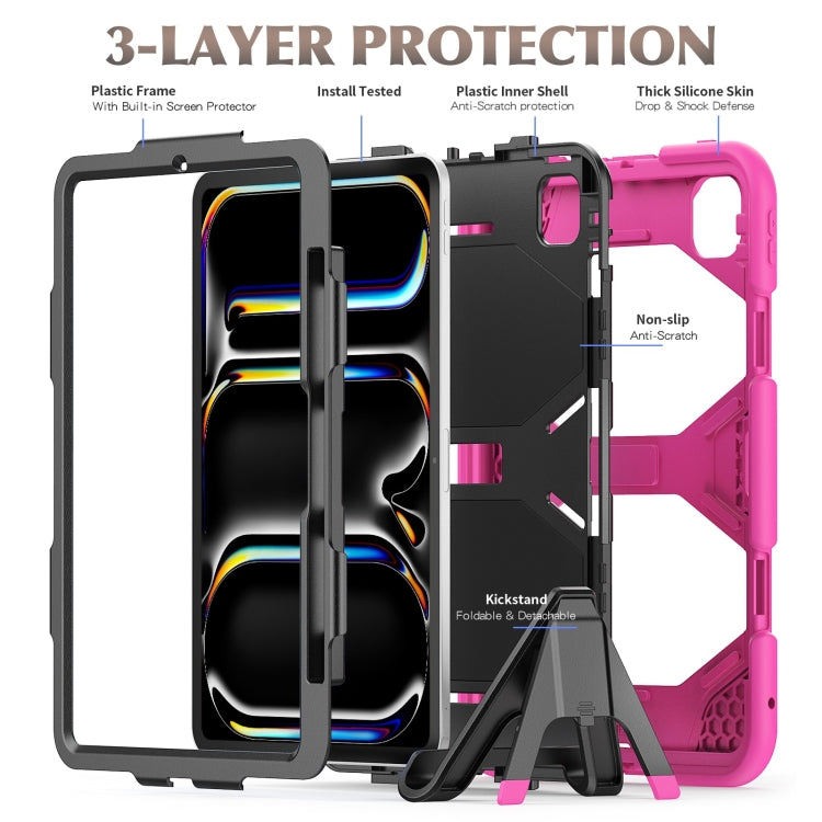 For iPad Pro 11 2024 Colorful Silicone Heavy Duty Hybrid PC Tablet Case(Rose Red) - iPad Pro 11 2024 Cases by PMC TechLife | Online Shopping South Africa | PMC TechLife | Buy Now Pay Later Mobicred