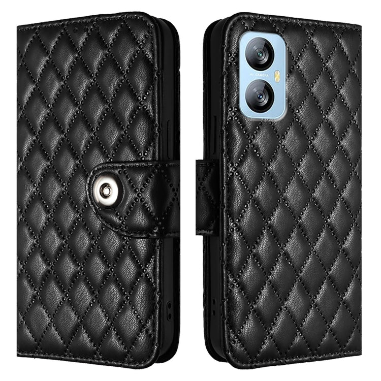 For Blackview A52 Rhombic Texture Flip Leather Phone Case with Lanyard(Black) - More Brand by PMC TechLife | Online Shopping South Africa | PMC TechLife | Buy Now Pay Later Mobicred