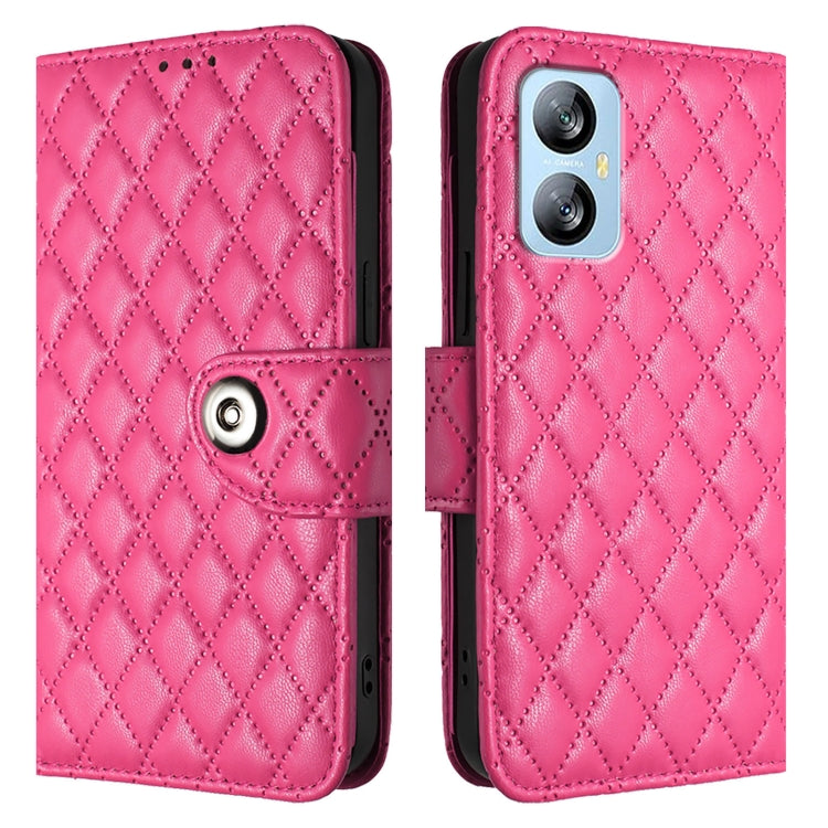 For Blackview A52 Rhombic Texture Flip Leather Phone Case with Lanyard(Rose Red) - More Brand by PMC TechLife | Online Shopping South Africa | PMC TechLife | Buy Now Pay Later Mobicred