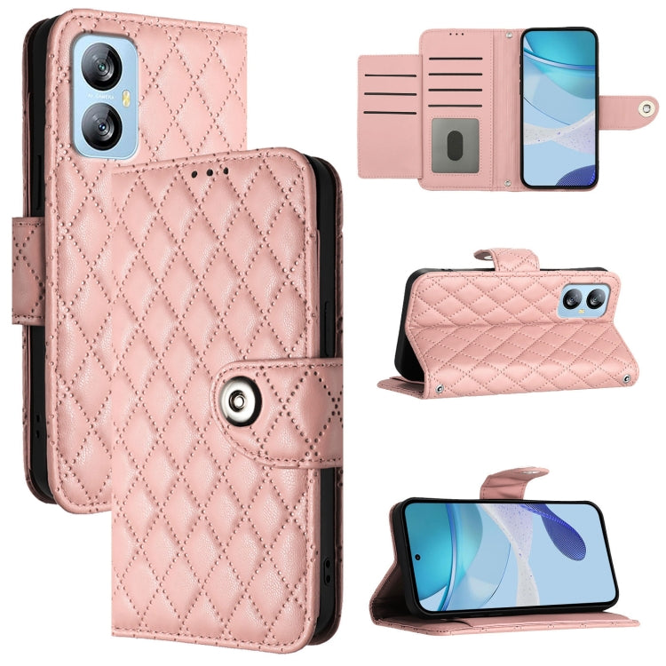 For Blackview A52 Rhombic Texture Flip Leather Phone Case with Lanyard(Coral Pink) - More Brand by PMC TechLife | Online Shopping South Africa | PMC TechLife | Buy Now Pay Later Mobicred