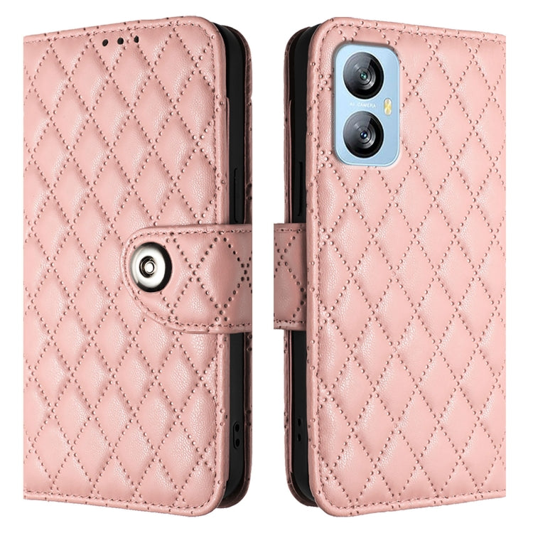 For Blackview A52 Rhombic Texture Flip Leather Phone Case with Lanyard(Coral Pink) - More Brand by PMC TechLife | Online Shopping South Africa | PMC TechLife | Buy Now Pay Later Mobicred