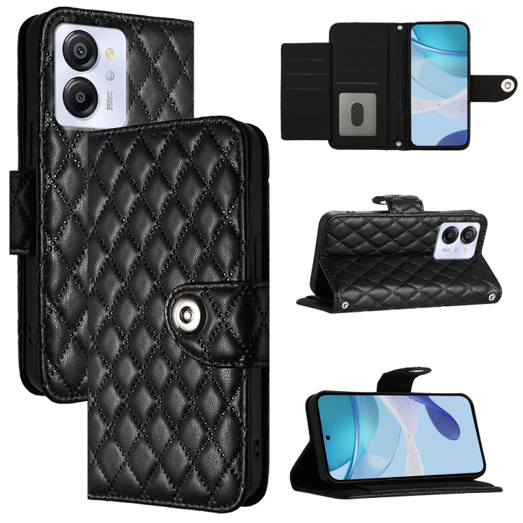 For Blackview Color 8 Rhombic Texture Flip Leather Phone Case with Lanyard(Black) - More Brand by PMC TechLife | Online Shopping South Africa | PMC TechLife | Buy Now Pay Later Mobicred