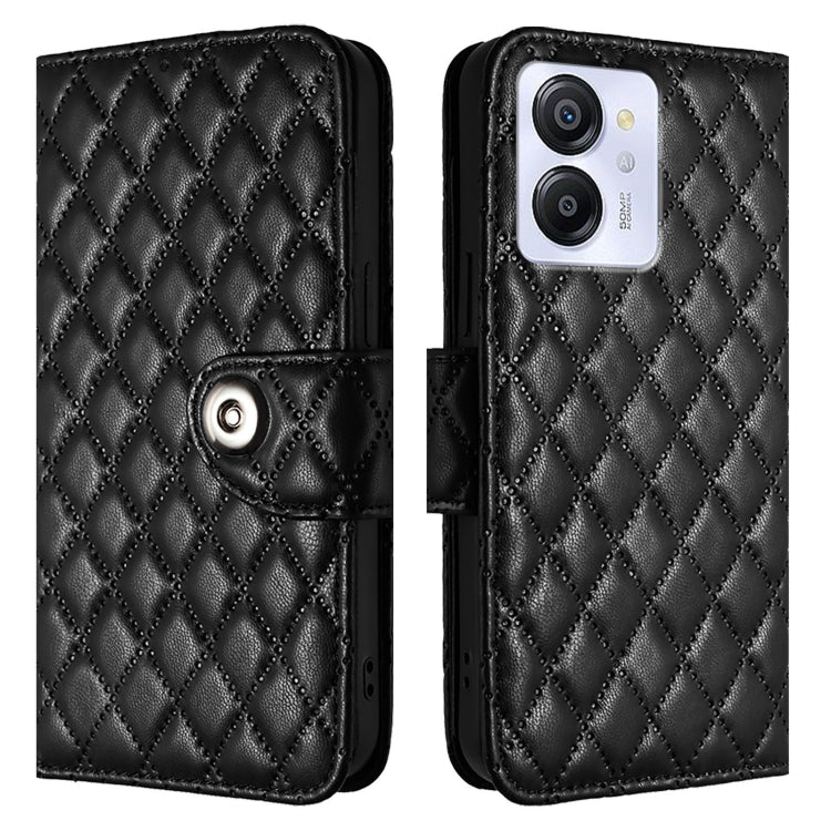 For Blackview Color 8 Rhombic Texture Flip Leather Phone Case with Lanyard(Black) - More Brand by PMC TechLife | Online Shopping South Africa | PMC TechLife | Buy Now Pay Later Mobicred